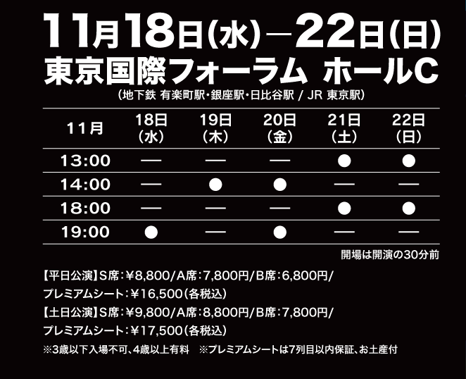 日程　会場　料金